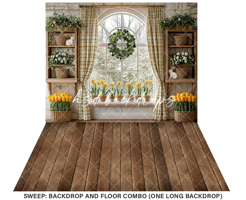 Yellow Tulips Window - HSD Photography Backdrops