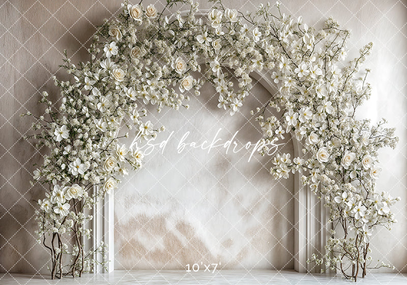 White Floral Arch - HSD Photography Backdrops