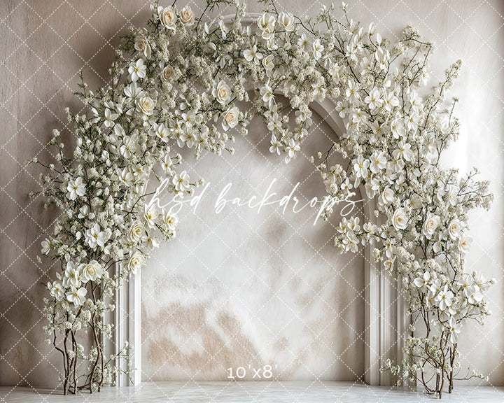 White Floral Arch - HSD Photography Backdrops