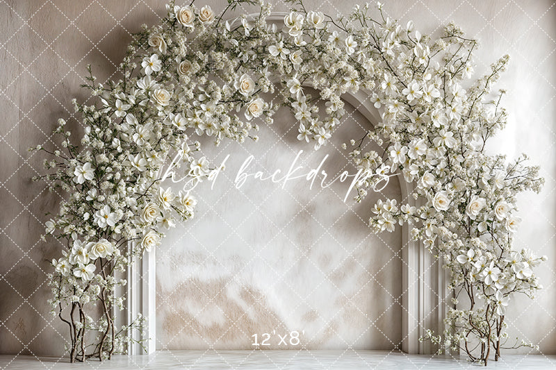 White Floral Arch - HSD Photography Backdrops