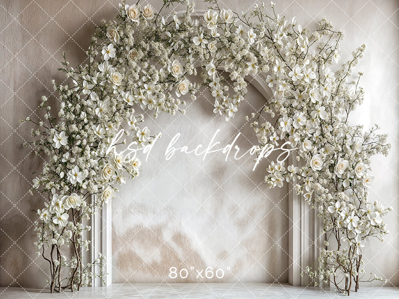 White Floral Arch - HSD Photography Backdrops