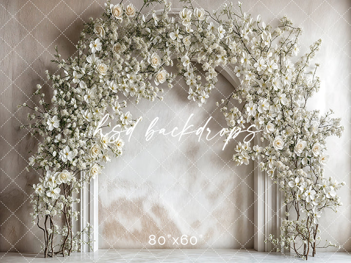 White Floral Arch - HSD Photography Backdrops