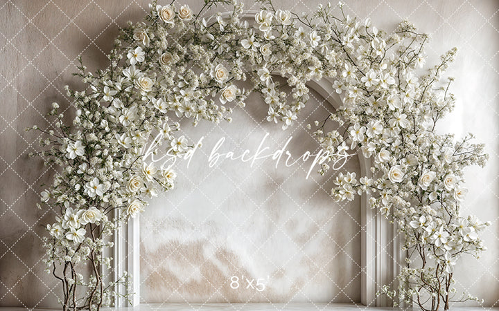 White Floral Arch - HSD Photography Backdrops