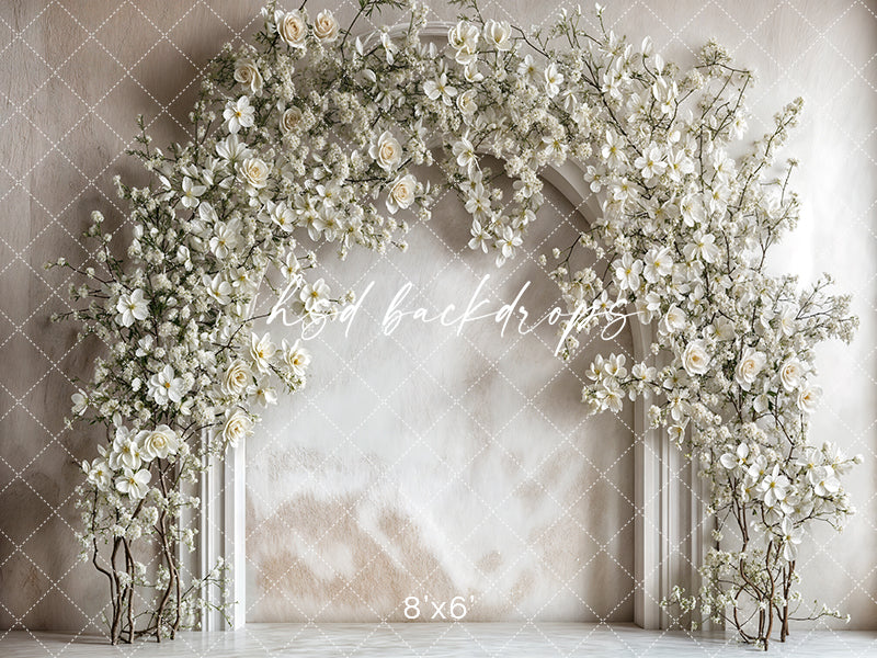 White Floral Arch - HSD Photography Backdrops