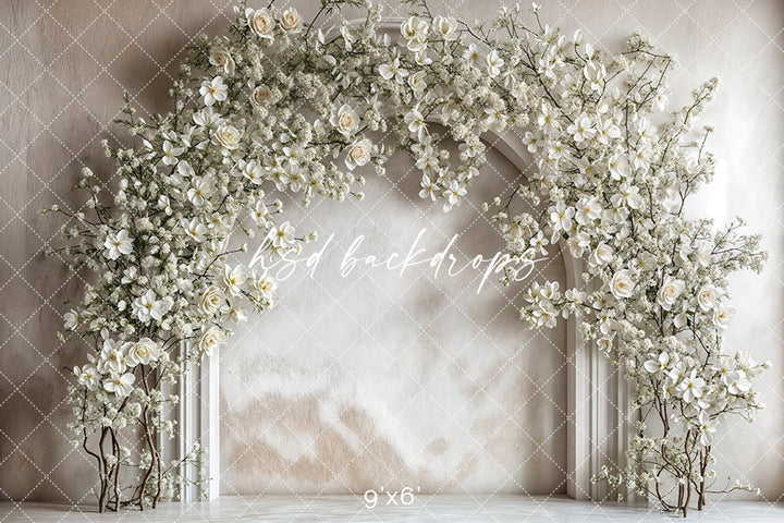 White Floral Arch - HSD Photography Backdrops