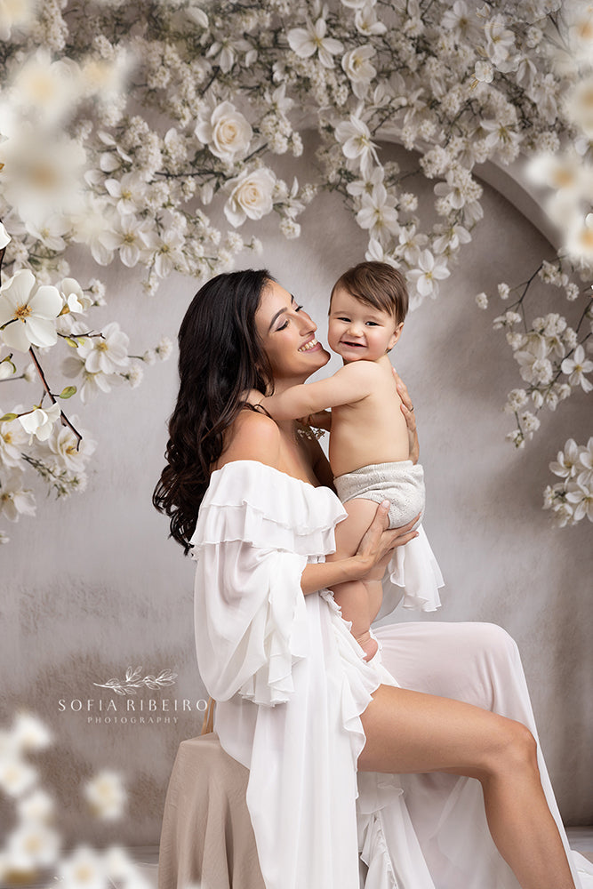 White Floral Arch - HSD Photography Backdrops