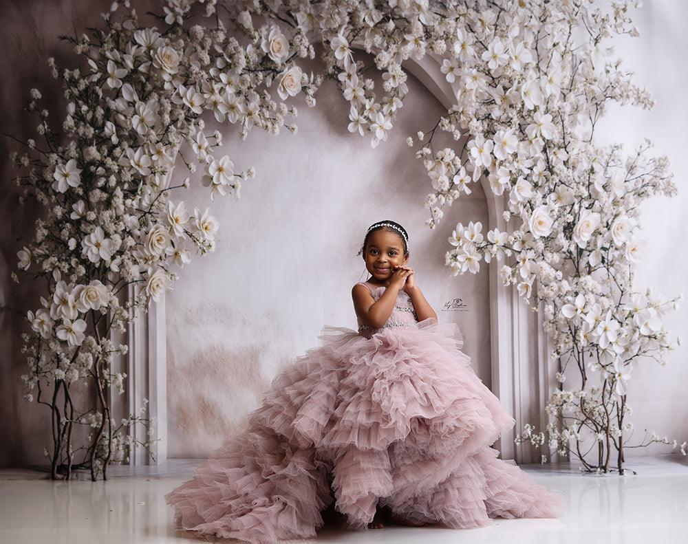 White Floral Arch - HSD Photography Backdrops
