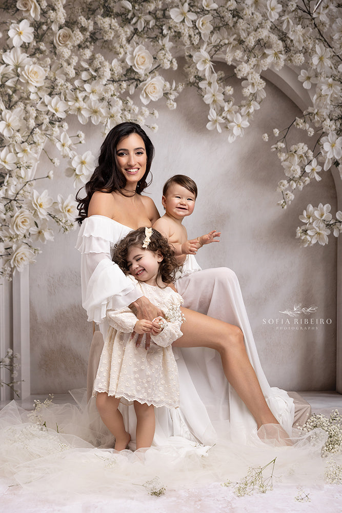 White Floral Arch - HSD Photography Backdrops
