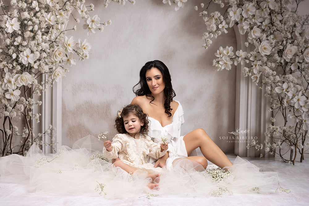 White Floral Arch - HSD Photography Backdrops