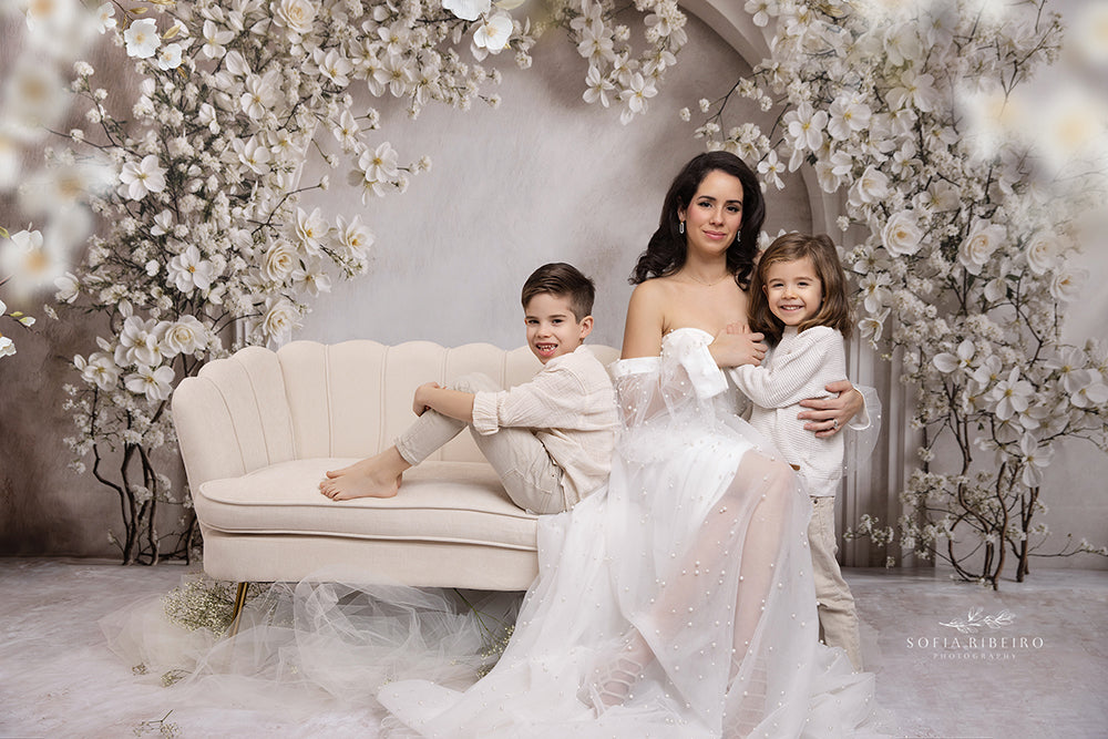White Floral Arch - HSD Photography Backdrops