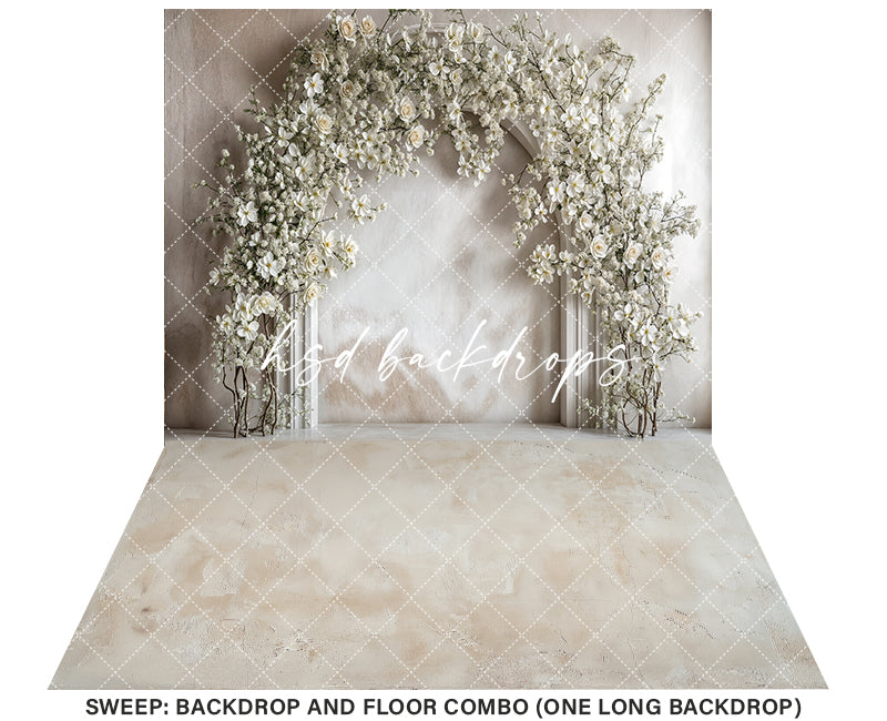 White Floral Arch - HSD Photography Backdrops