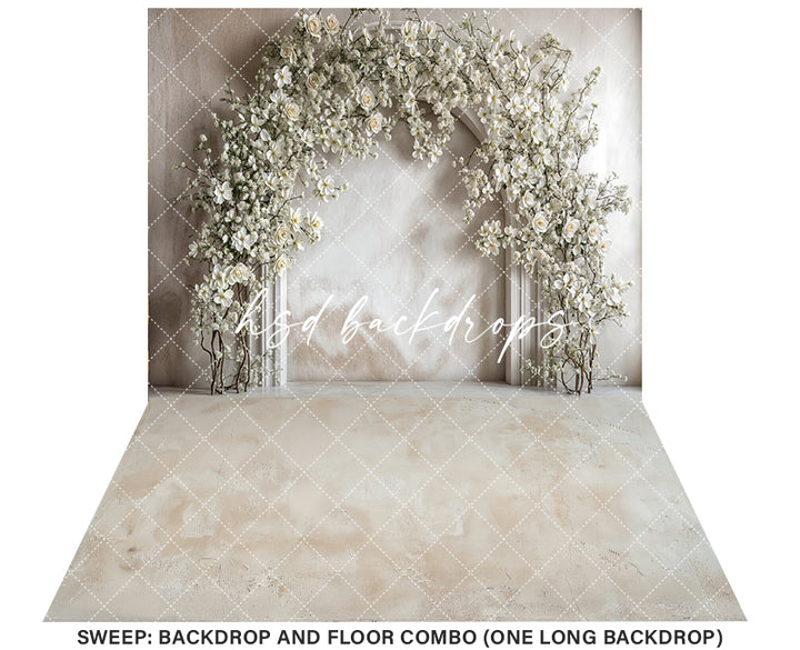 White Floral Arch - HSD Photography Backdrops