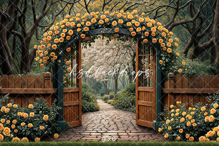 Yellow Rose Archway - HSD Photography Backdrops