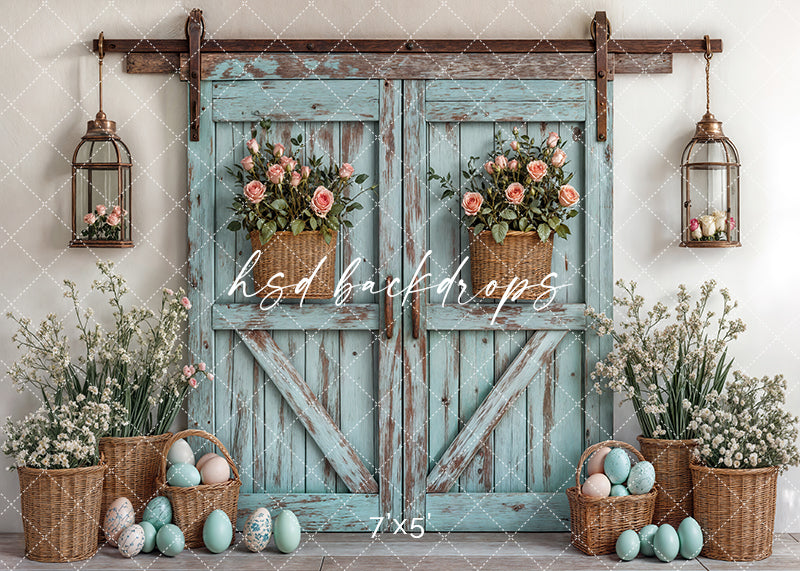Blue Spring Barn Doors - HSD Photography Backdrops