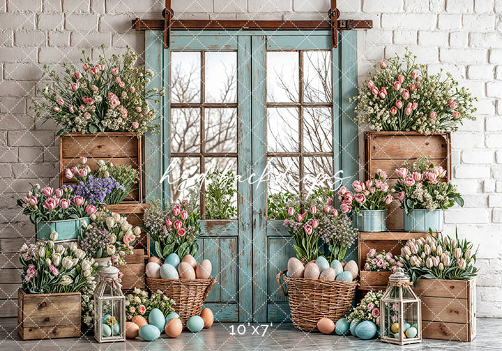 Blooming Easter Barn Doors - HSD Photography Backdrops