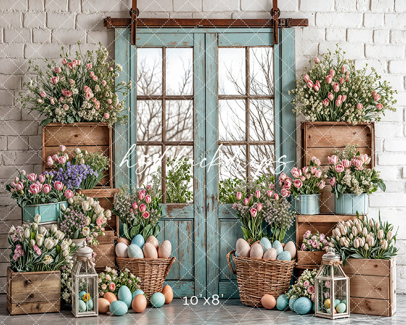 Blooming Easter Barn Doors - HSD Photography Backdrops