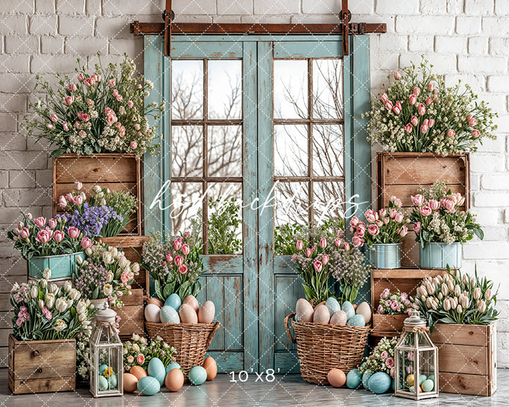 Blooming Easter Barn Doors - HSD Photography Backdrops