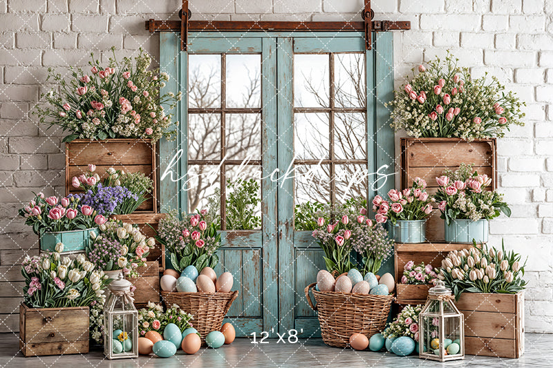Blooming Easter Barn Doors - HSD Photography Backdrops
