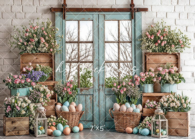 Blooming Easter Barn Doors - HSD Photography Backdrops