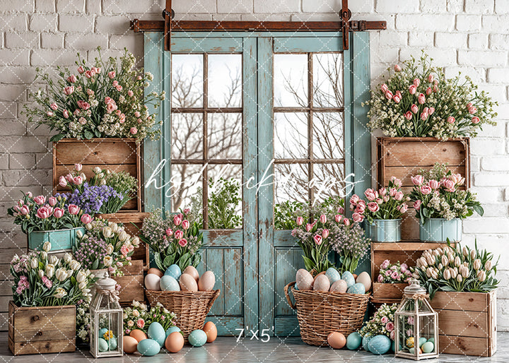 Blooming Easter Barn Doors - HSD Photography Backdrops