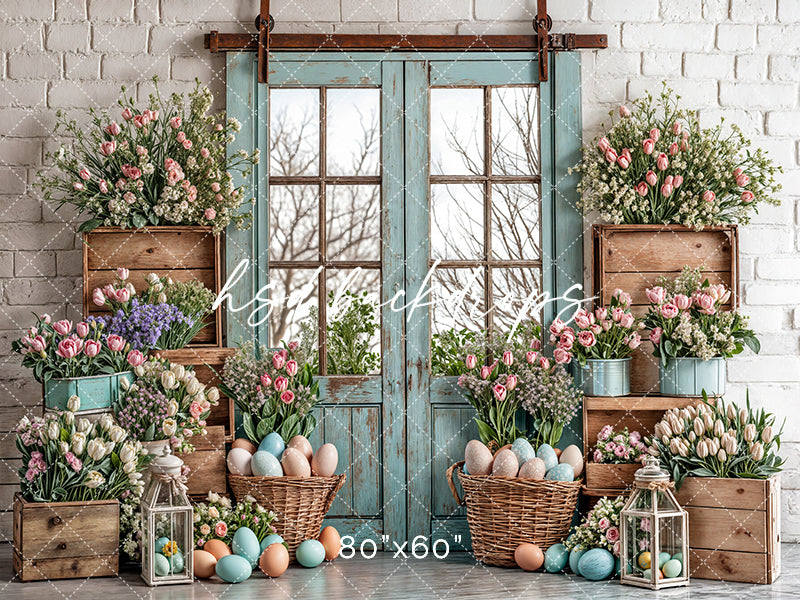 Blooming Easter Barn Doors - HSD Photography Backdrops