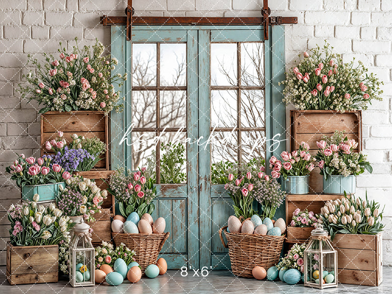 Blooming Easter Barn Doors - HSD Photography Backdrops