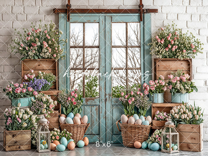 Blooming Easter Barn Doors - HSD Photography Backdrops