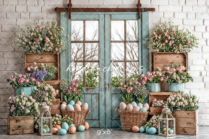 Blooming Easter Barn Doors - HSD Photography Backdrops
