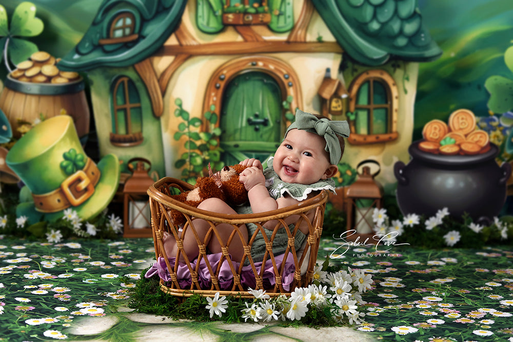 Lucky One St Patrick's Day photography backdrop Clover Cottage