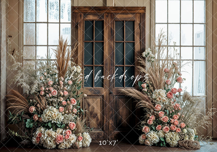Blooming Antique Door - HSD Photography Backdrops