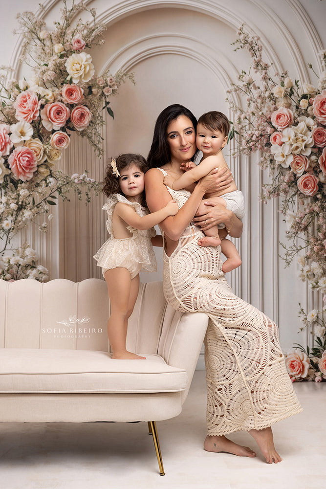 Elegant Pink Rose Arch Wall - HSD Photography Backdrops