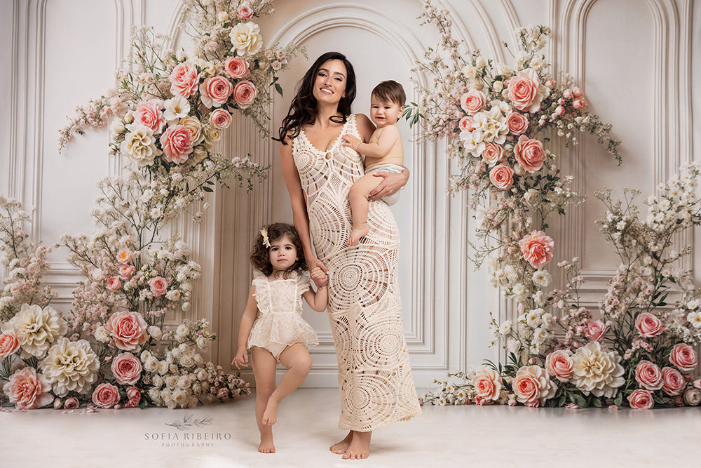 Elegant Pink Rose Arch Wall - HSD Photography Backdrops