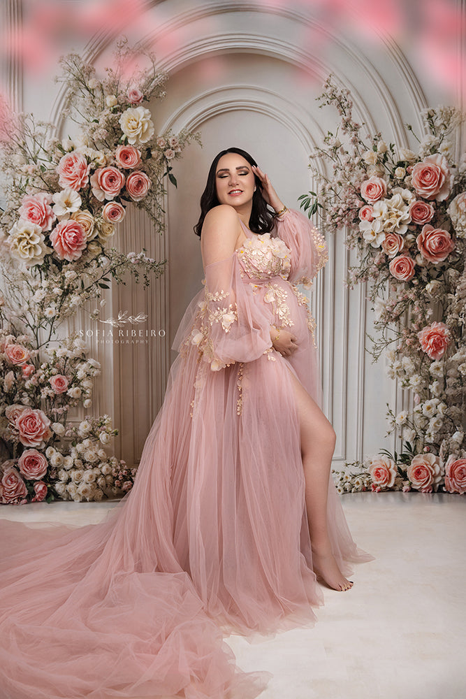 Elegant Pink Rose Arch Wall - HSD Photography Backdrops