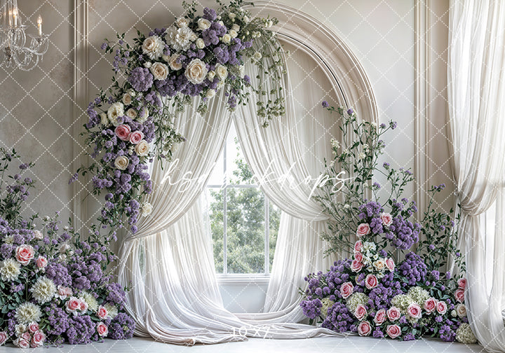 Purple Floral Arch Window - HSD Photography Backdrops