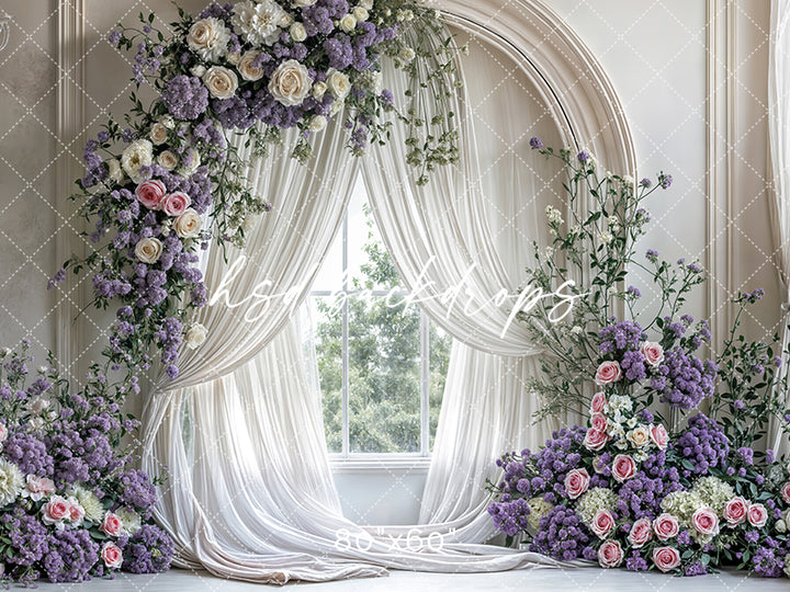 Purple Floral Arch Window - HSD Photography Backdrops