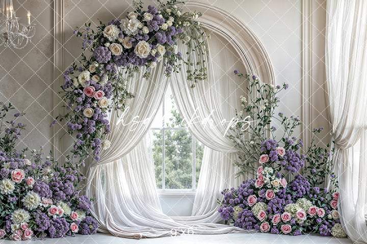 Purple Floral Arch Window - HSD Photography Backdrops