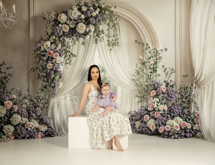 Purple Floral Arch Window - HSD Photography Backdrops