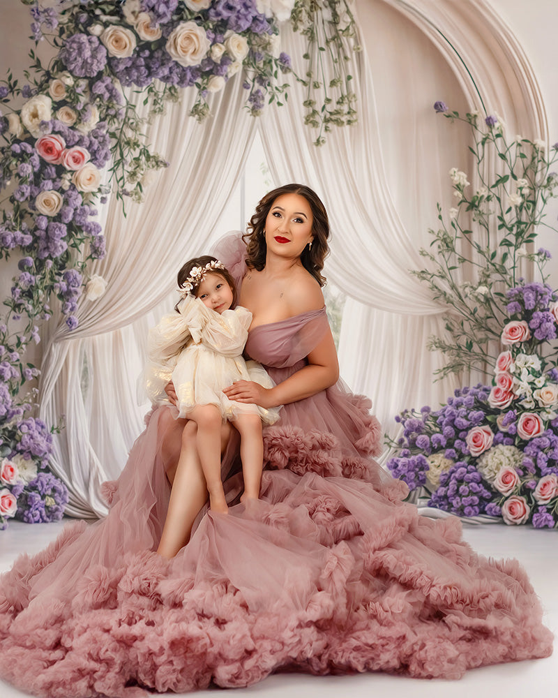 Purple Floral Arch Window - HSD Photography Backdrops