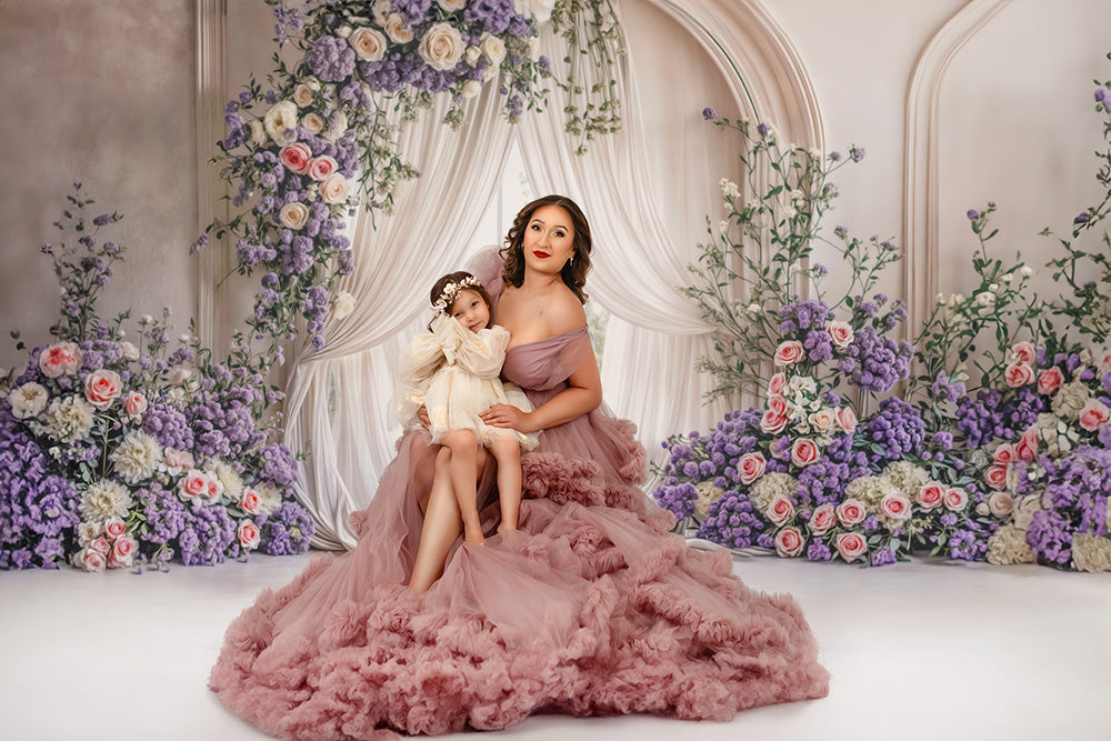 Purple Floral Arch Window - HSD Photography Backdrops
