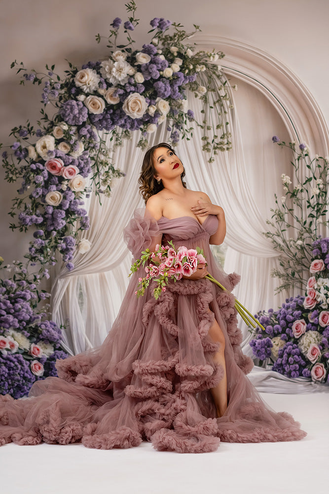 Purple Floral Arch Window - HSD Photography Backdrops