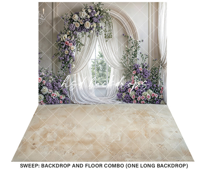 Purple Floral Arch Window - HSD Photography Backdrops