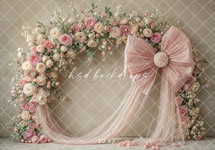 Blooming Arch & Bows - Pink - HSD Photography Backdrops