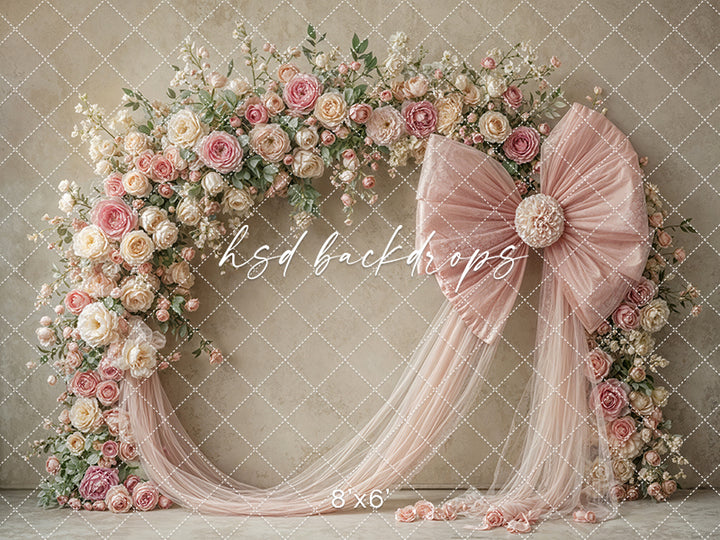 Blooming Arch & Bows - Pink - HSD Photography Backdrops