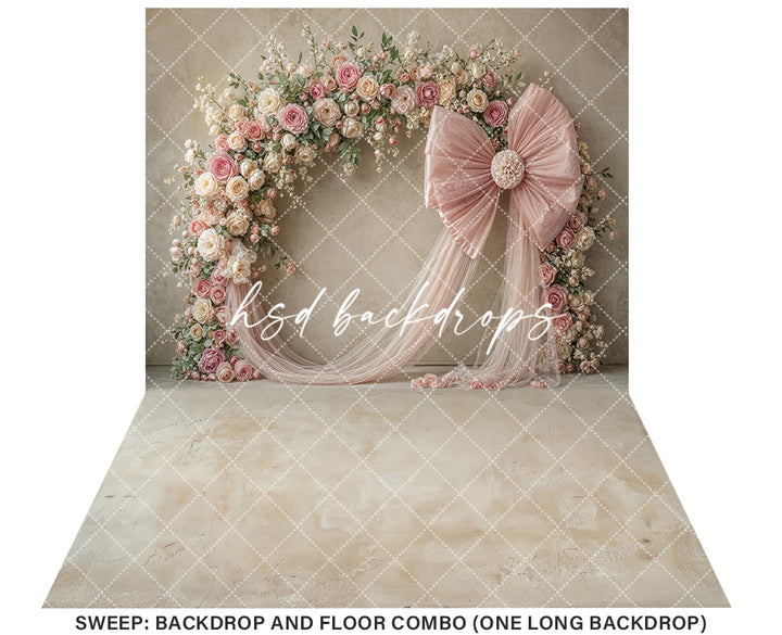 Blooming Arch & Bows - Pink - HSD Photography Backdrops