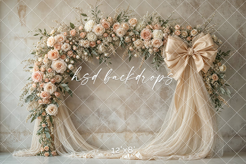 Blooming Arch & Bows - Beige - HSD Photography Backdrops