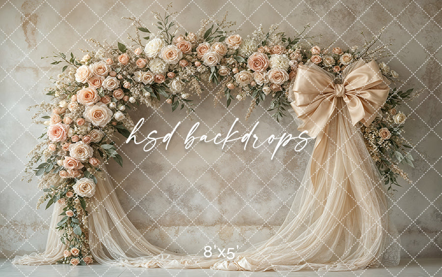 Blooming Arch & Bows - Beige - HSD Photography Backdrops
