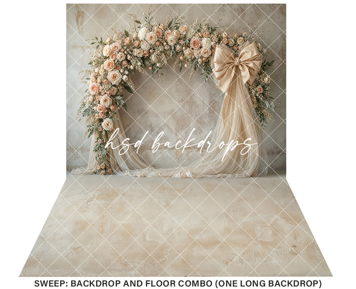Blooming Arch & Bows - Beige - HSD Photography Backdrops