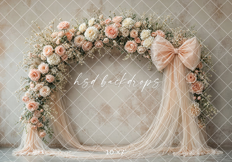 Blooming Arch & Bows - Peach - HSD Photography Backdrops