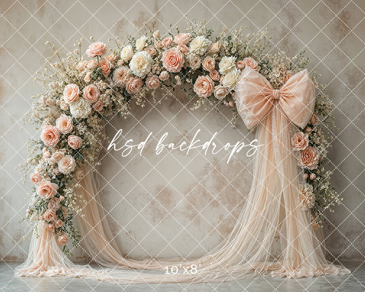 Blooming Arch & Bows - Peach - HSD Photography Backdrops