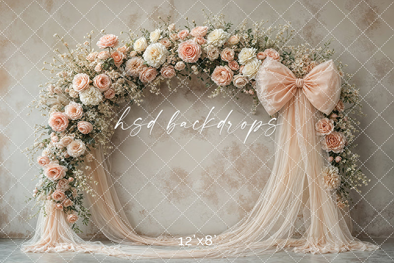 Blooming Arch & Bows - Peach - HSD Photography Backdrops